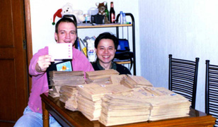 showing up the laowai postcards that are prepared for sending 